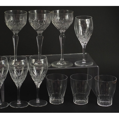 2039 - Cut glassware including set of fourteen wine glasses and six drinking glasses, the largest each 17cm... 