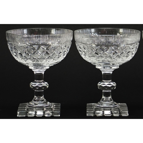 419 - Set of four Regency design cut glass sundae dishes, each 11cm high