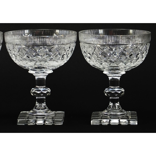 419 - Set of four Regency design cut glass sundae dishes, each 11cm high