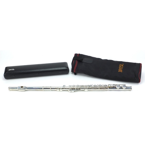 2075 - Jupiter silver plated three piece flute with case and bag