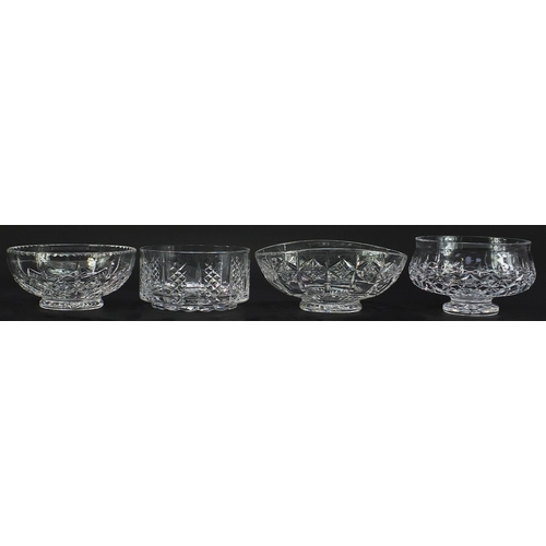 2040 - Four crystal bowls comprising two Waterford and two Stuart, the largest 25cm wide