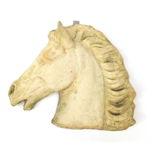 2589 - Garden stoneware horsehead mask, 36.5cm high