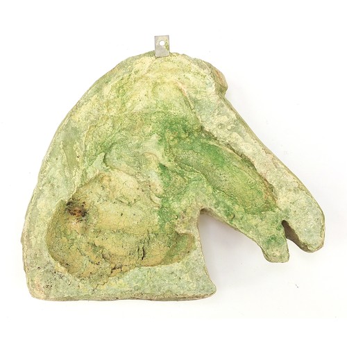 2589 - Garden stoneware horsehead mask, 36.5cm high