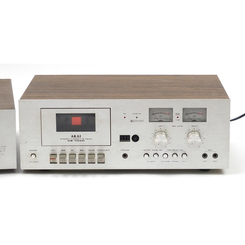 1984 - Vintage Akai HiFi electronics comprising stereo receiver AA-1020 and stereo cassette deck CS-705D