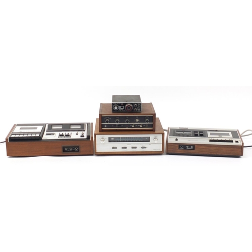 1981 - Vintage HiFi electronics including Teleton, Sanyo stereo cassette tape deck RD4260 and Sony stereo c... 