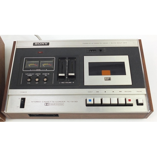 1981 - Vintage HiFi electronics including Teleton, Sanyo stereo cassette tape deck RD4260 and Sony stereo c... 