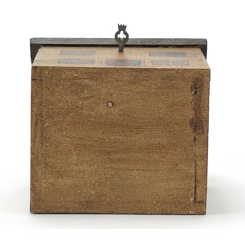 334 - Hand painted wooden box with hinged lid in the form of a Georgian house, 22.5cm H x 14.5cm W x 13.5c... 