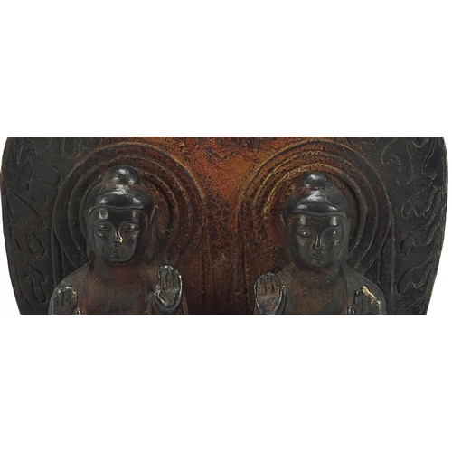 167 - Chino Tibetan bronze figure group of two deities, 20.5cm high