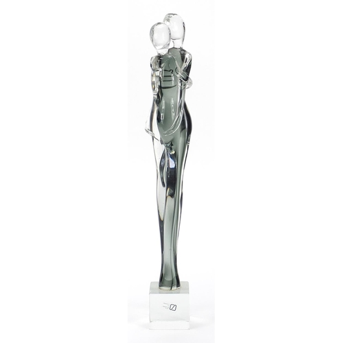 4 - Ermanno Nason, large Modernist Murano two lovers glass sculpture with label, 48cm high