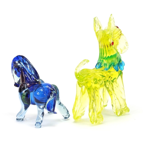 533 - Murano glass Scottie dog and a glass horse, the largest 30cm high