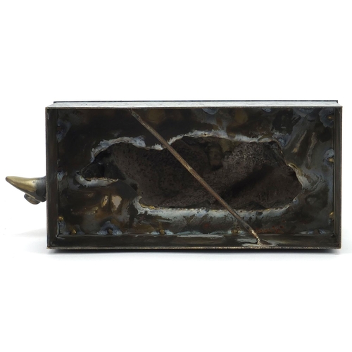 504 - Mid century design patinated bronze sculpture of a reclining nude female, 30cm in length