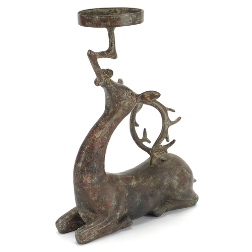 2059 - Chinese archaic style bronze stag, 33cm high