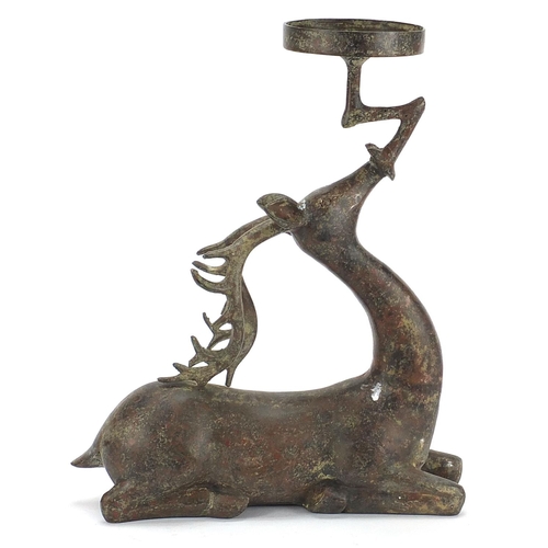 2059 - Chinese archaic style bronze stag, 33cm high