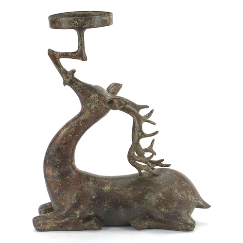 2059 - Chinese archaic style bronze stag, 33cm high