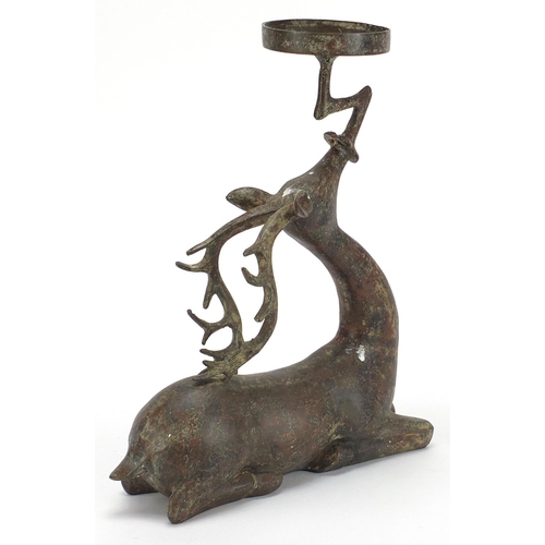 2059 - Chinese archaic style bronze stag, 33cm high