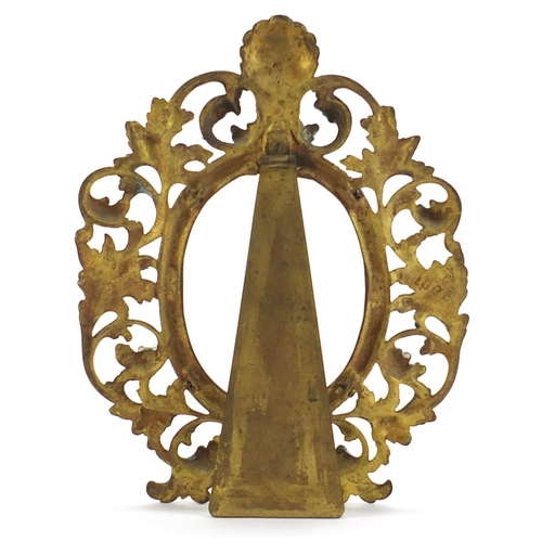 603 - 19th century gilt metal acanthus design easel frame impressed 1008 to the reverse 28cm x 21.5cm