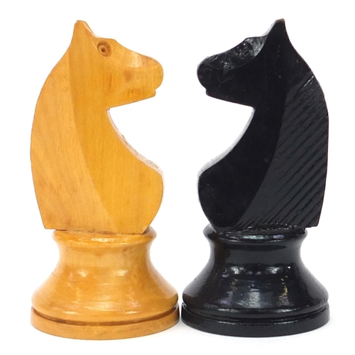 929 - Two Boxwood and ebony design Staunton pattern chess sets with pine crate, the largest pieces each 8.... 