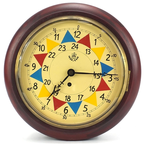 1929 - RAF style fusée wall clock with painted dial, 33cm in diameter