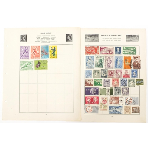 1757 - Collection of British and world stamps arranged on sheets, including France and Abyssinia