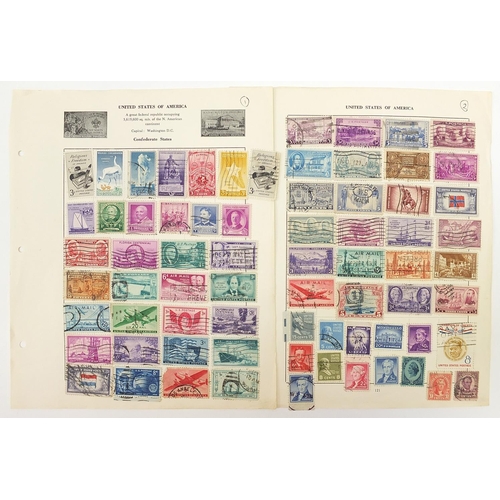 1758 - British and world stamps arranged on sheets including USA, Canada and South Africa