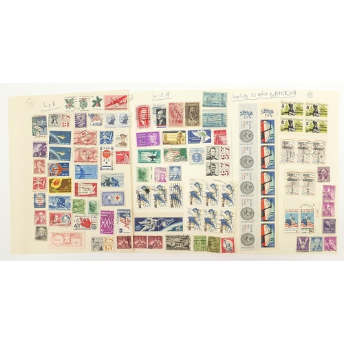 1758 - British and world stamps arranged on sheets including USA, Canada and South Africa