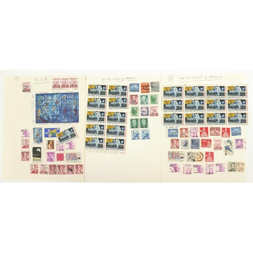 1758 - British and world stamps arranged on sheets including USA, Canada and South Africa