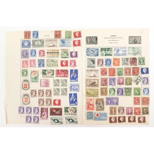 1758 - British and world stamps arranged on sheets including USA, Canada and South Africa