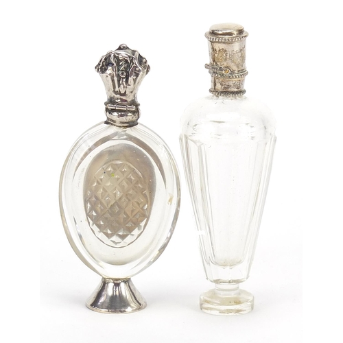 137 - Two Dutch silver mounted cut glass scent bottles, the largest 10.5cm high