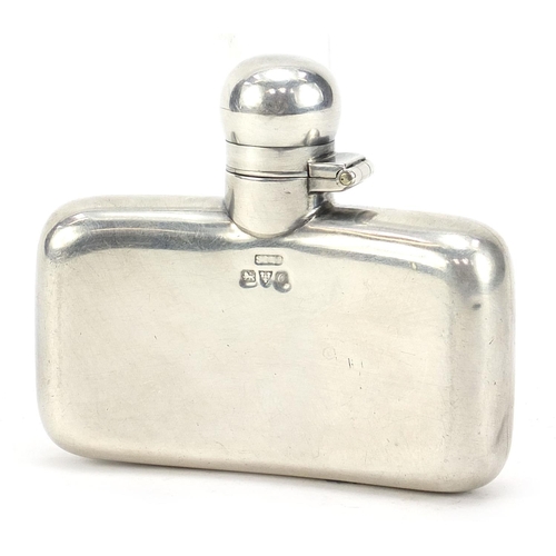 130 - George V, silver hip flask with bayonet fitting lid, Chester 1914, 8cm wide, 79.0g