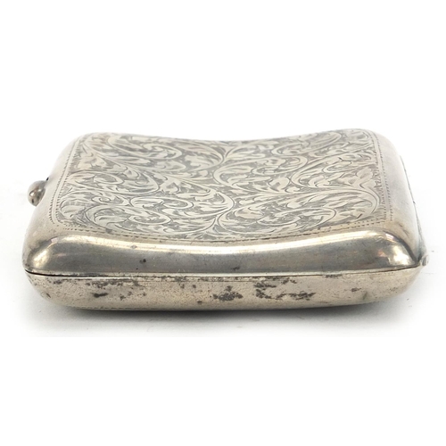 351 - William Hair Hasler, George V rectangular silver cigarette case engraved with foliage, Birmingham 19... 