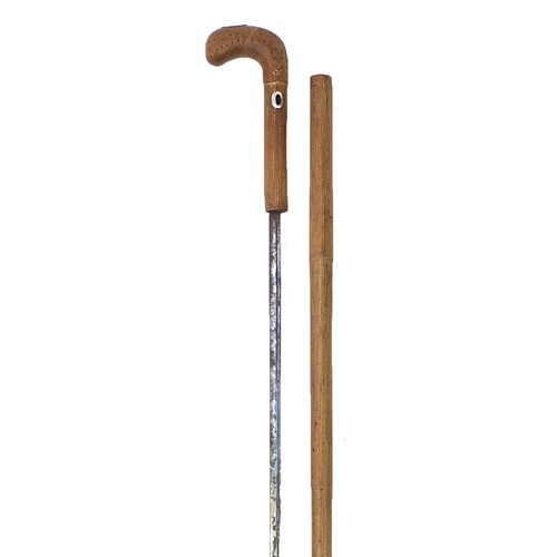 874 - Naturalistic bamboo design swordstick with steel blade, 93.5cm in length