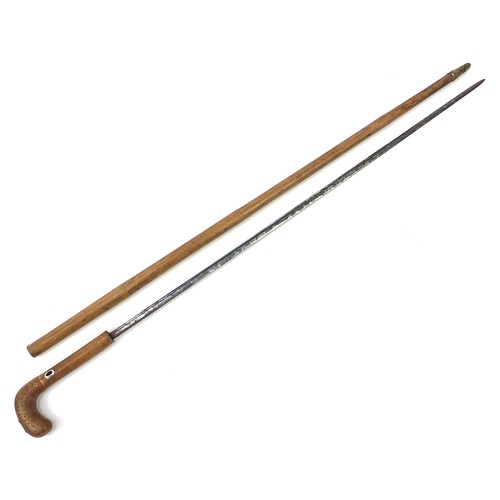 874 - Naturalistic bamboo design swordstick with steel blade, 93.5cm in length