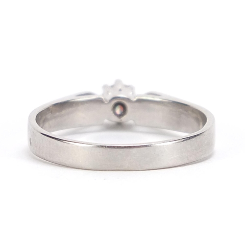 729 - Platinum and diamond solitaire ring, size M, 3.9g