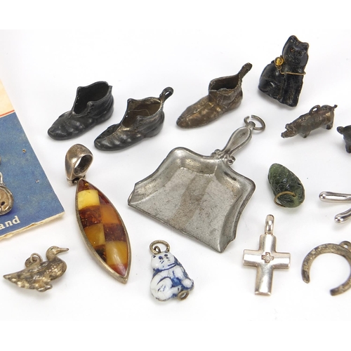 1816 - Silver and white metal charms including sterling silver Christmas pudding charms