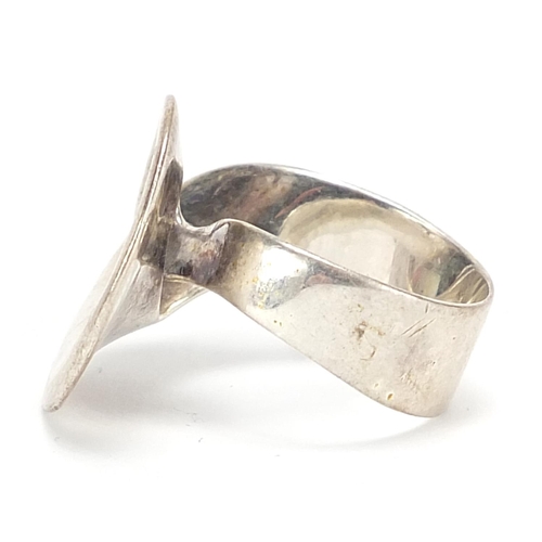 209 - Viviana Torun Bulow-Hube for Georg Jensen, Danish 925S silver ring, number 443 with box, size N, 9.2... 