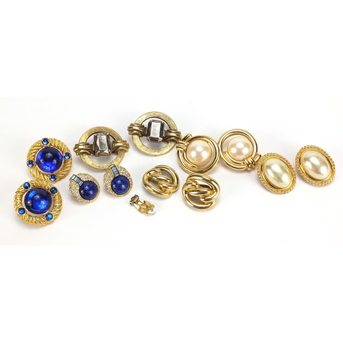 1894 - Vintage earrings including Christian Dior, Les Bernard and Carolee, the largest 3.5cm in diameter