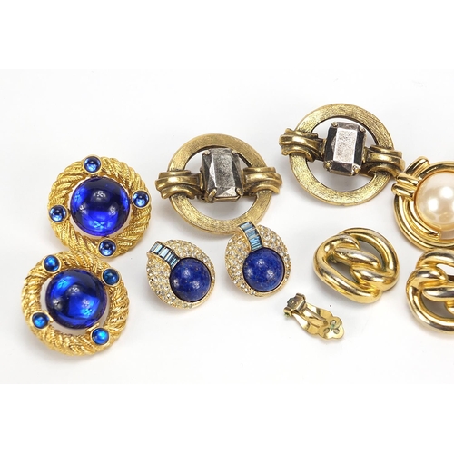 1894 - Vintage earrings including Christian Dior, Les Bernard and Carolee, the largest 3.5cm in diameter