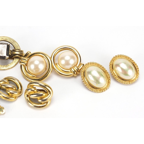 1894 - Vintage earrings including Christian Dior, Les Bernard and Carolee, the largest 3.5cm in diameter