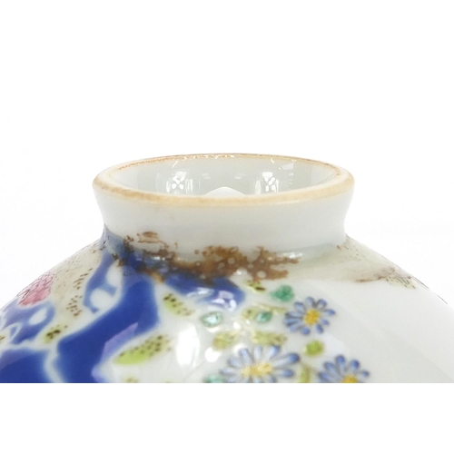 161 - Chinese porcelain bowl finely hand painted in the famille rose palette with chickens amongst flowers... 