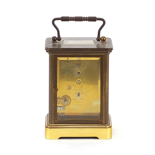 79 - Matthew Norman, large brass cased carriage clock with Roman numerals, numbered 1752 to the backplate... 