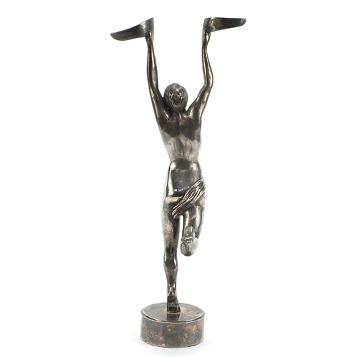 717 - Art Deco silvered model of an Olympian, 37.5cm high