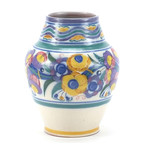 688 - Trudi Rivers for Poole Carter, Stabler and Adams, Art Deco vase hand painted with flowers, 23cm high