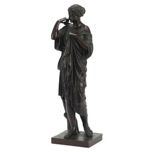 37 - 19th century Grand Tour patinated bronze study of a female, 40cm high