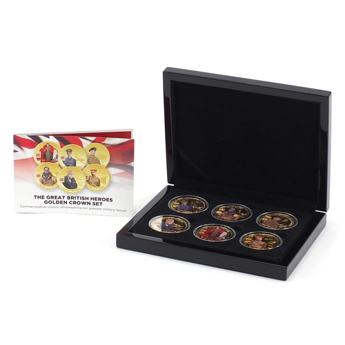 1720 - The Great British Heroes Golden Crown set with fitted case and box