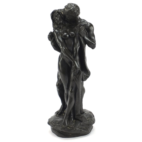 1788 - Bronzed sculpture of nude lovers, 35.5cm high