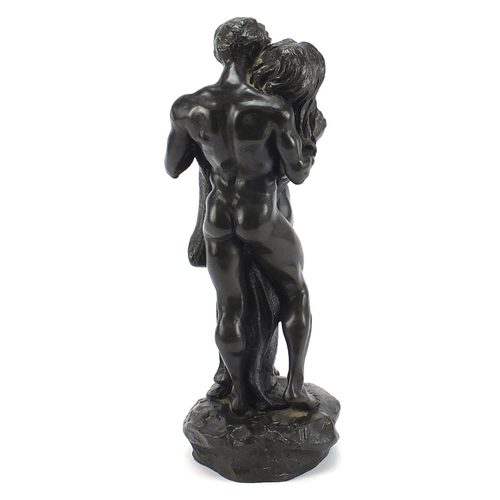 1788 - Bronzed sculpture of nude lovers, 35.5cm high