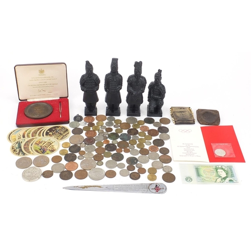 1870 - Sundry items including coinage and a Punch letter opener