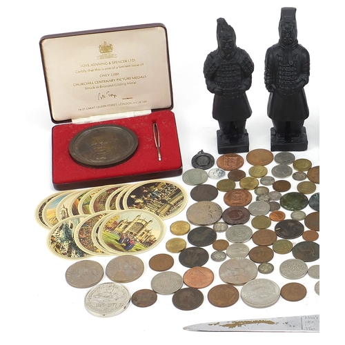 1870 - Sundry items including coinage and a Punch letter opener