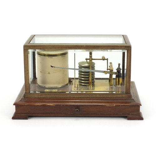 338 - Short & Mason, mahogany brass Stormograph barograph housed in a glazed mahogany case, made for C Wer... 