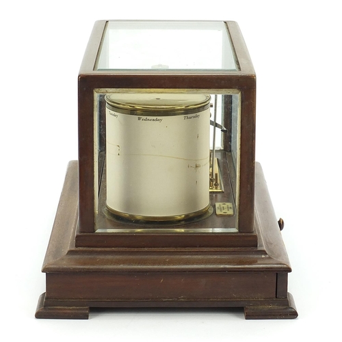 338 - Short & Mason, mahogany brass Stormograph barograph housed in a glazed mahogany case, made for C Wer... 